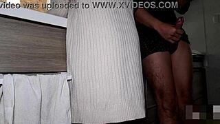 shaved milf housewife kitchen creampies three times straight??