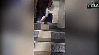 curly milf caught in warehouse begs for brutal anal to pay debts!