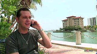 Busty babe sucks stranger cock then takes hard ass drilling pounding