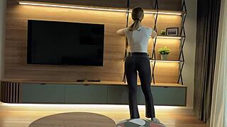 curvy maid milf rides huge cock creampie to keep her job quickie