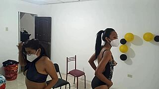 hot latina stepsisters flash natural tits seducing homemade style on camera