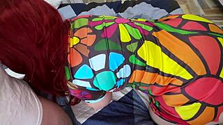 stepmom kneels eagerly awaiting stepson's thick approach