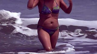 stepmom shaves hairy pussy beach bikini flash