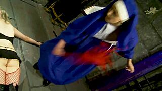 Naughty nun angel dominates Katie K's cum