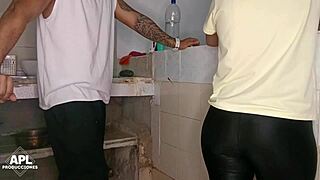 stepmom's friend gets her juicy pussy fingered and fucked in kitchen while i secretly record part 1