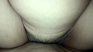 Arched back babe takes deep standing doggystyle pounding big ass shaking tight pussy creampie