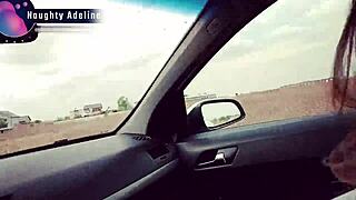 Naughty Adeline's Sloppy Car Blowjob Ends with Creamy Mouthful Surprise?