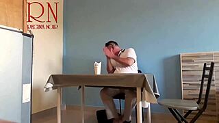 Guest savors naked waitress's tempting navel