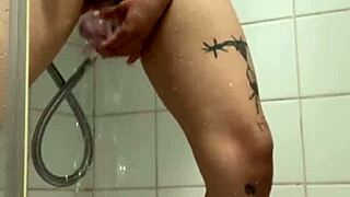 petite arab teen fingers her big pussy lips in shower