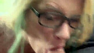 pretty glasses hooker gimme that cum... i suck every drop after deepthroat in car!!