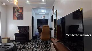 chubby ebony milf shakes huge ass during naked chores