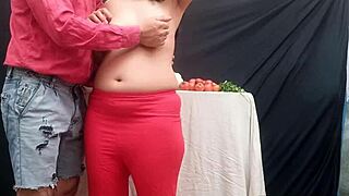 bent over indian milf creampie doggystyle market fuck