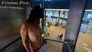 Strangers catch public flashing milf toilet train compilation