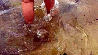 Sexy Asian Wife's Big Tits Bare On Beach Voyeur Nude Public Tease!