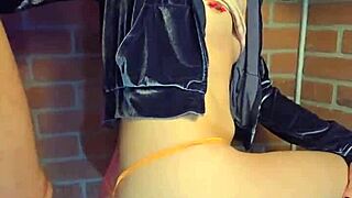 Chained milf on knees gags deepthroat face fucked cum covered