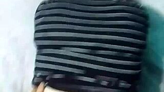 Boyfriend bends me over doggystyle on big bed in thong panties