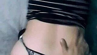 Boyfriend bends me over doggystyle on big bed in thong panties