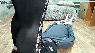 Mother-in-law smothers stepson face sexy lingerie dirty talk grind