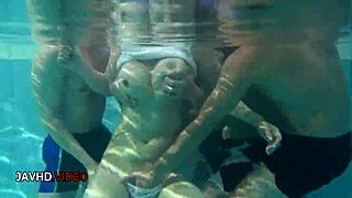 Damn, Suzuna Komiya's big tits tease pool blowjob!
