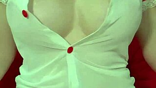 blonde beauty in see-through dress teases her massive bouncing tits up close homemade fun