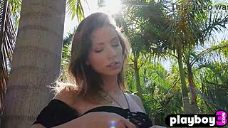 what if a lingerie-clad brunette milf strips outdoors revealing her amazing pussy and small tits?