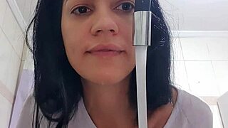 big tits latina maid washes dishes with massive boobs exposed!