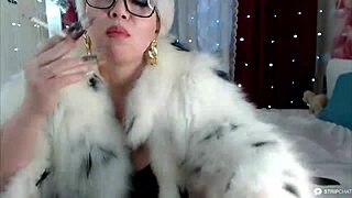 Gorgeous Russian Mom Dominates in Fur Coat Smoke