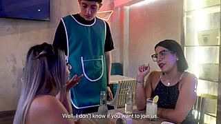 Hotel waiter joins client and stepmom for rough threesome with doggystyle and deepthroat