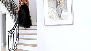 julia ann in elegant black dress teases her huge natural tits wet