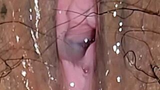 close up latina milf creampie with hairy pussy lips and wet panties