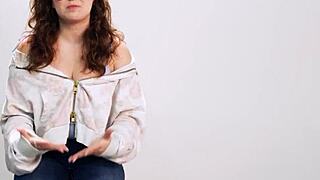 big ass milf leana loving's interview turns into hot solo strip tease