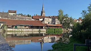 french brunette sneaks under club desk for first-time waitress blowjob surprise!