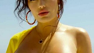 oiled latina milf strips flashing hairy pussy big tits outdoors