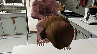 couple milf moans swallowing creampie after oral cock snack