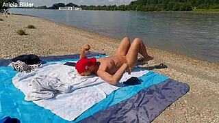 Ariela Rider's wild public flashing ride on the Danube bank