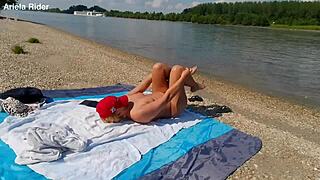 Ariela Rider's wild public flashing ride on the Danube bank