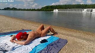 Ariela Rider's wild public flashing ride on the Danube bank