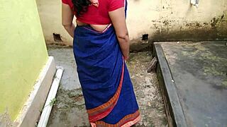 stepmom pees backyard then quick outdoor fuck cums on her huge tits!