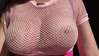 my italian milf tits bounce wildly outdoors in slow mo