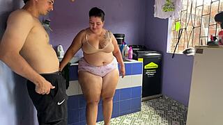 He floods thick latina housewife's tight pussy with hot cum loads in sauna