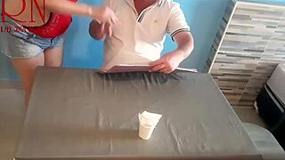 naked curvy waitress serves from navel to restaurant guest backstage teaser