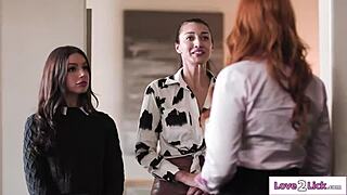 Milf Employees Double Penetrate Herself with Strapon Dildos for VR Orgasm