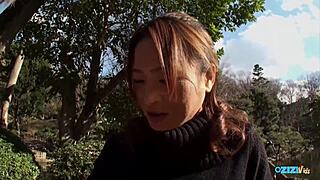 busty asian milf craves creampie in threesome audition