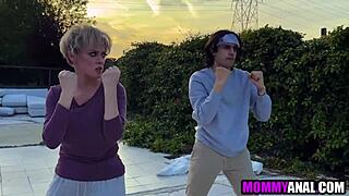 Karate stepmom takes monster cock deep in her ass!