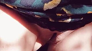 MATURE WIFE'S HUGE SHAVED CAMELTOE PUSSY FLASHED OUTDOORS!