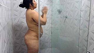 Colombian stepmom sins with young stud in steamy family shower fuck