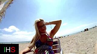 blonde milf glasses takes ass fuck outdoors cowgirl