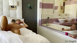 i watch hubby stroke in bath while riding wall dildo