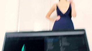 Curly brunette milf girlfriend drops to knees for deepthroat pov blowjob