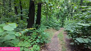 Curvy Milf Jeny Smit Plunges Anal Dildo Deep in Forest